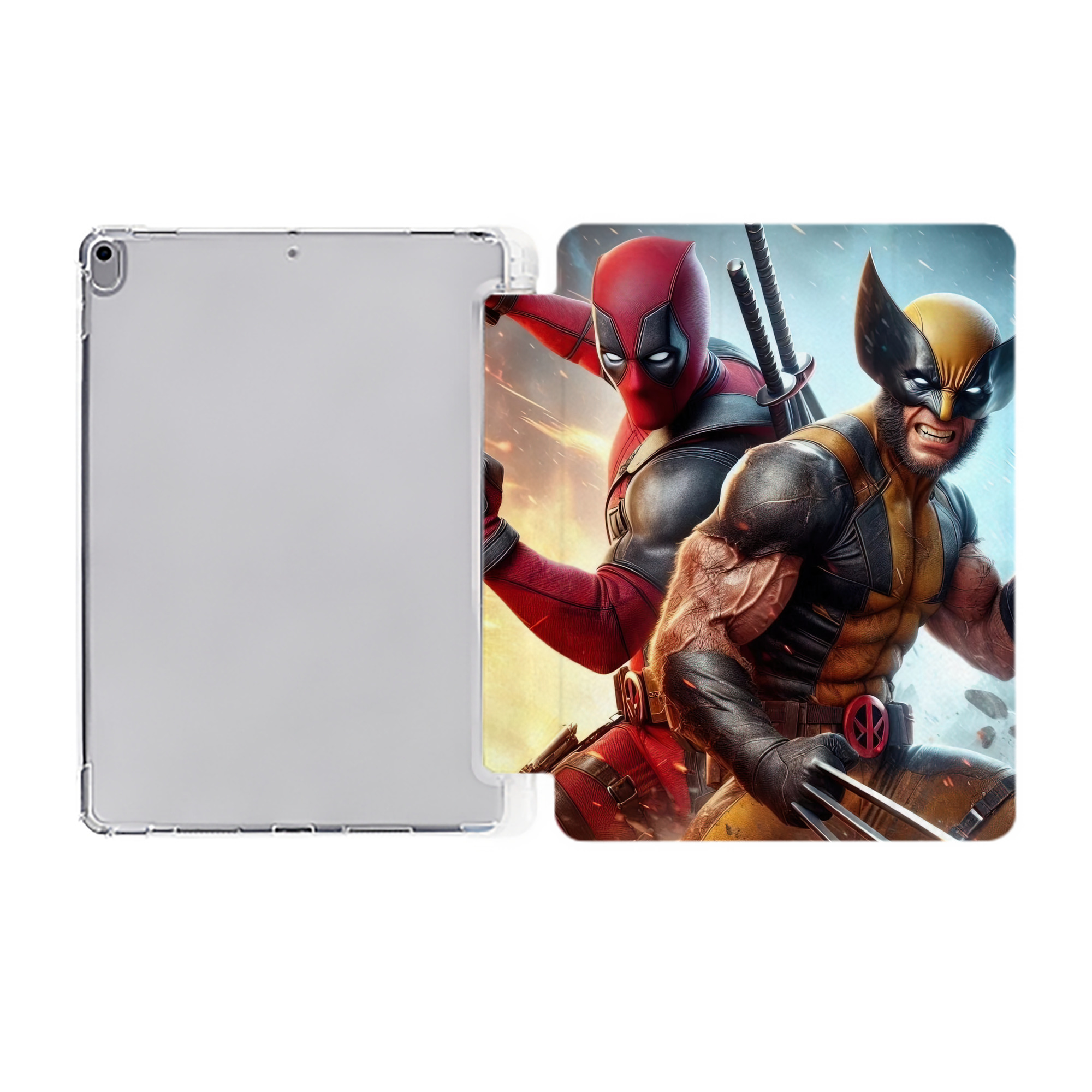 （画像用） Deadpool デッドプール IPad ケース ペン収納付き 三つ折りスタンド PUレザー×シリコン 対応機種9.5/10.5/10.9インチ